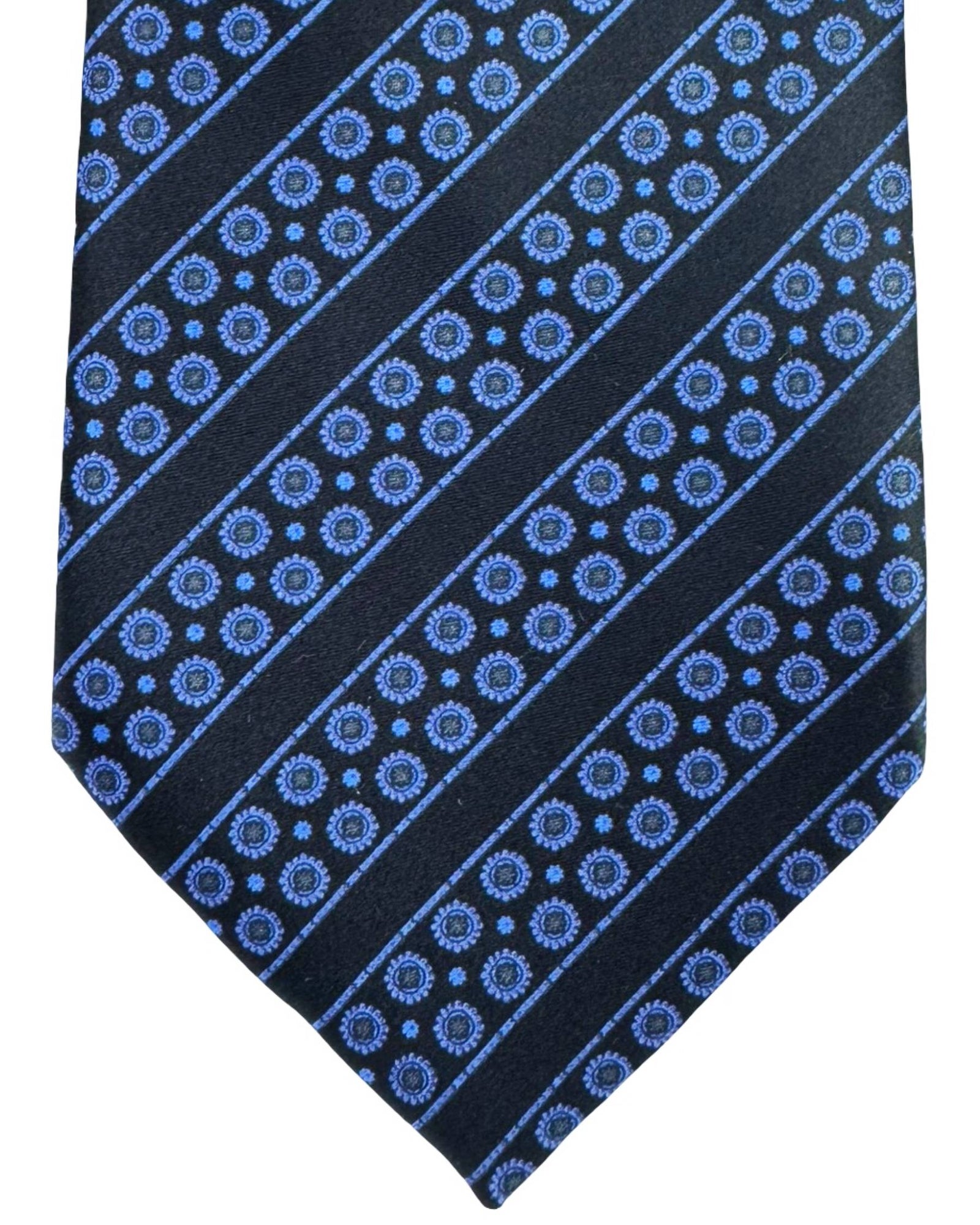 Stefano Ricci Tie Black Lavender Floral Stripes - Luxury Collection