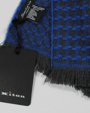 Sartorio Scarf Royal Blue Houndstooth - Luxury Wool Shawl