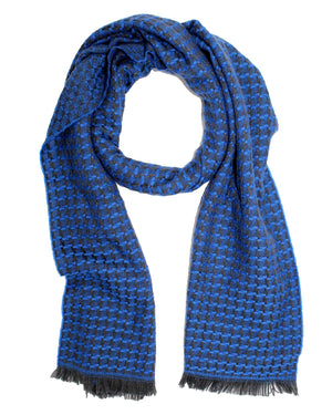 Sartorio Scarf Royal Blue Houndstooth - Luxury Wool Shawl