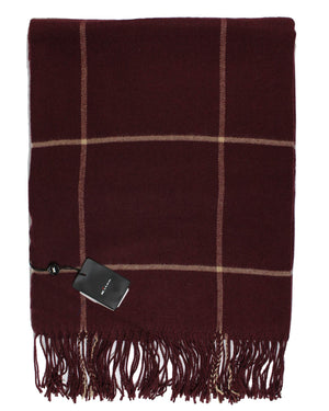 Sartorio Scarf Maroon Windowpane - Luxury Cashmere Shawl