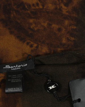 Sartorio Scarf Brown Paisley - Luxury Wool Silk Shawl SALE