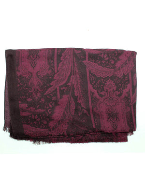 Sartorio Scarf Black Purple Floral - Luxury Wool Silk Shawl