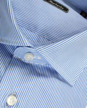 Genuine Dress Shirt White Navy Stripes 