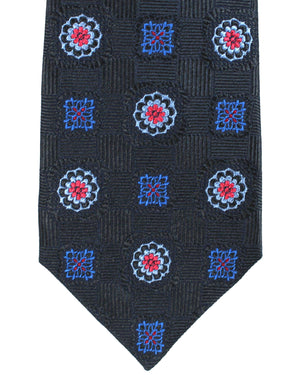 Sartorio Sevenfold Tie Dark Blue Medallions - Narrow Cut