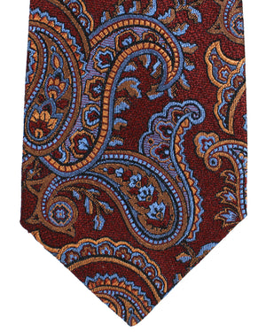 Sartorio Napoli Silk Tie Burgundy Blue Brown Paisley Design