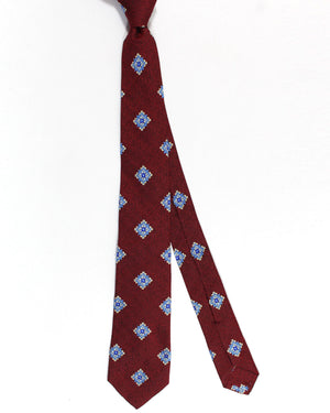 Sartorio Tie Bordeaux Blue Medallions Design