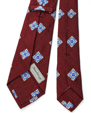 Sartorio Tie Bordeaux Blue Medallions Design