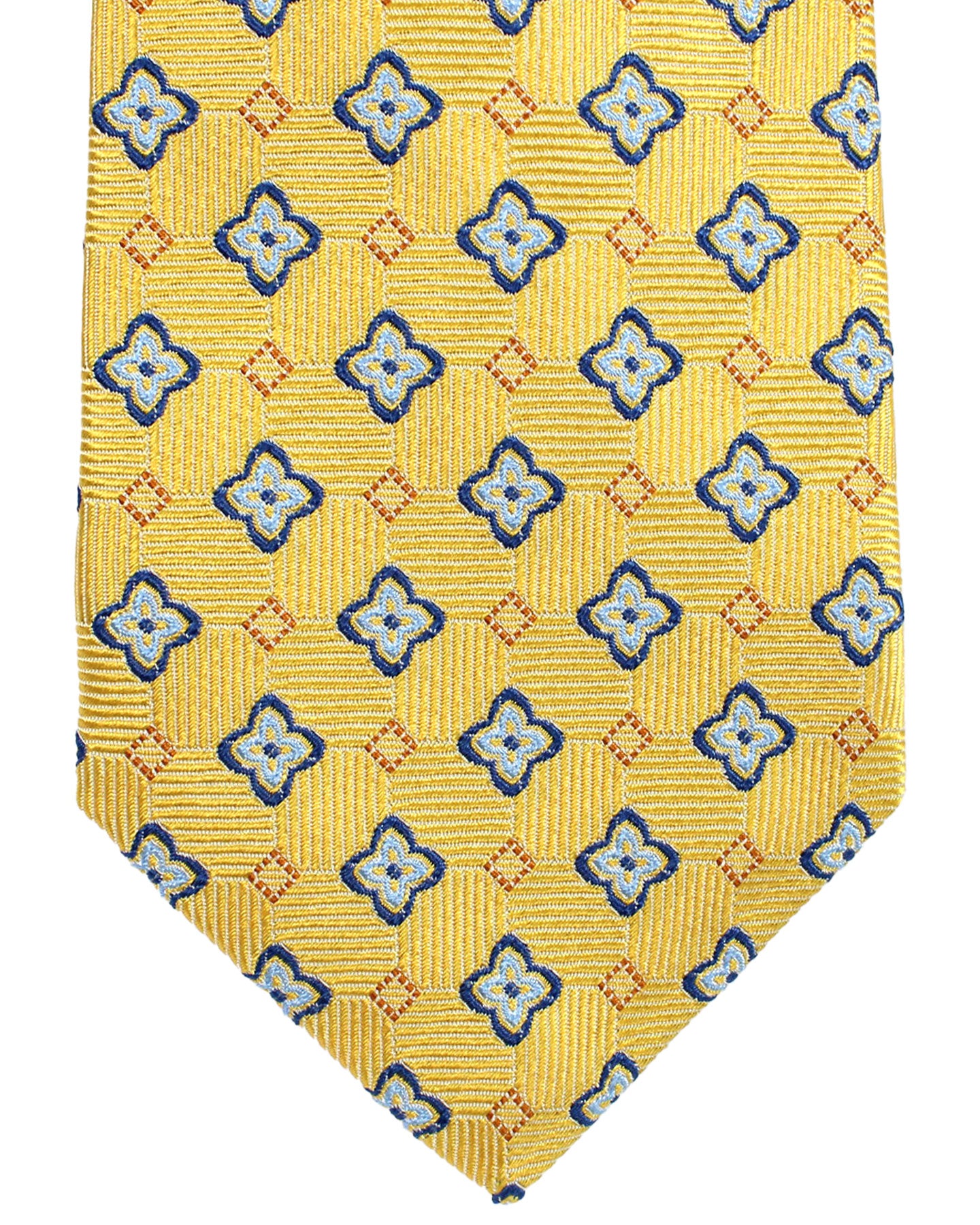 Sartorio Napoli Silk Tie Yellow Blue Geometric Design