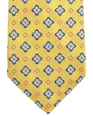 Sartorio Napoli Silk Tie Yellow Blue Geometric Design