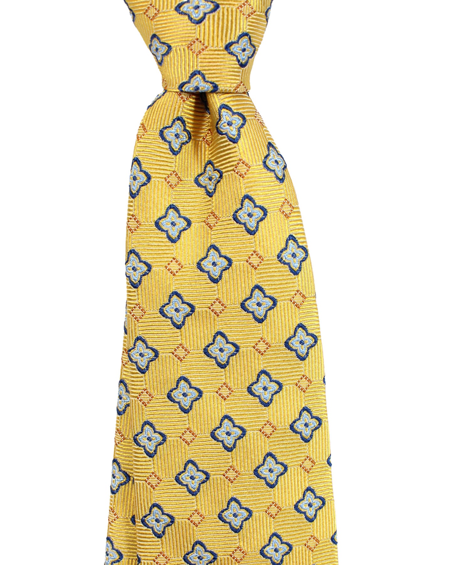 Sartorio Napoli Silk Tie Yellow Blue Geometric Design
