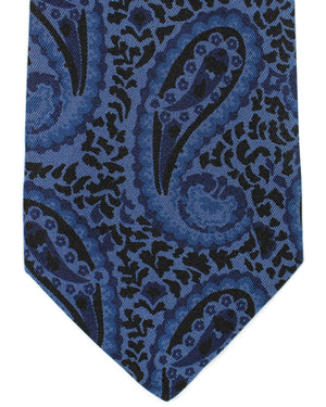 Sartorio Sevenfold Tie Dark Blue Paisley Design