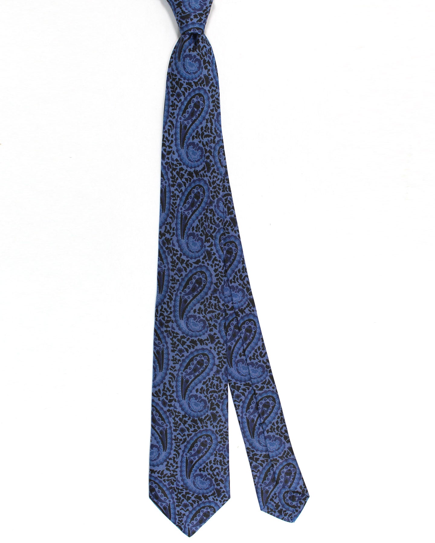 Sartorio Sevenfold Tie Dark Blue Paisley Design