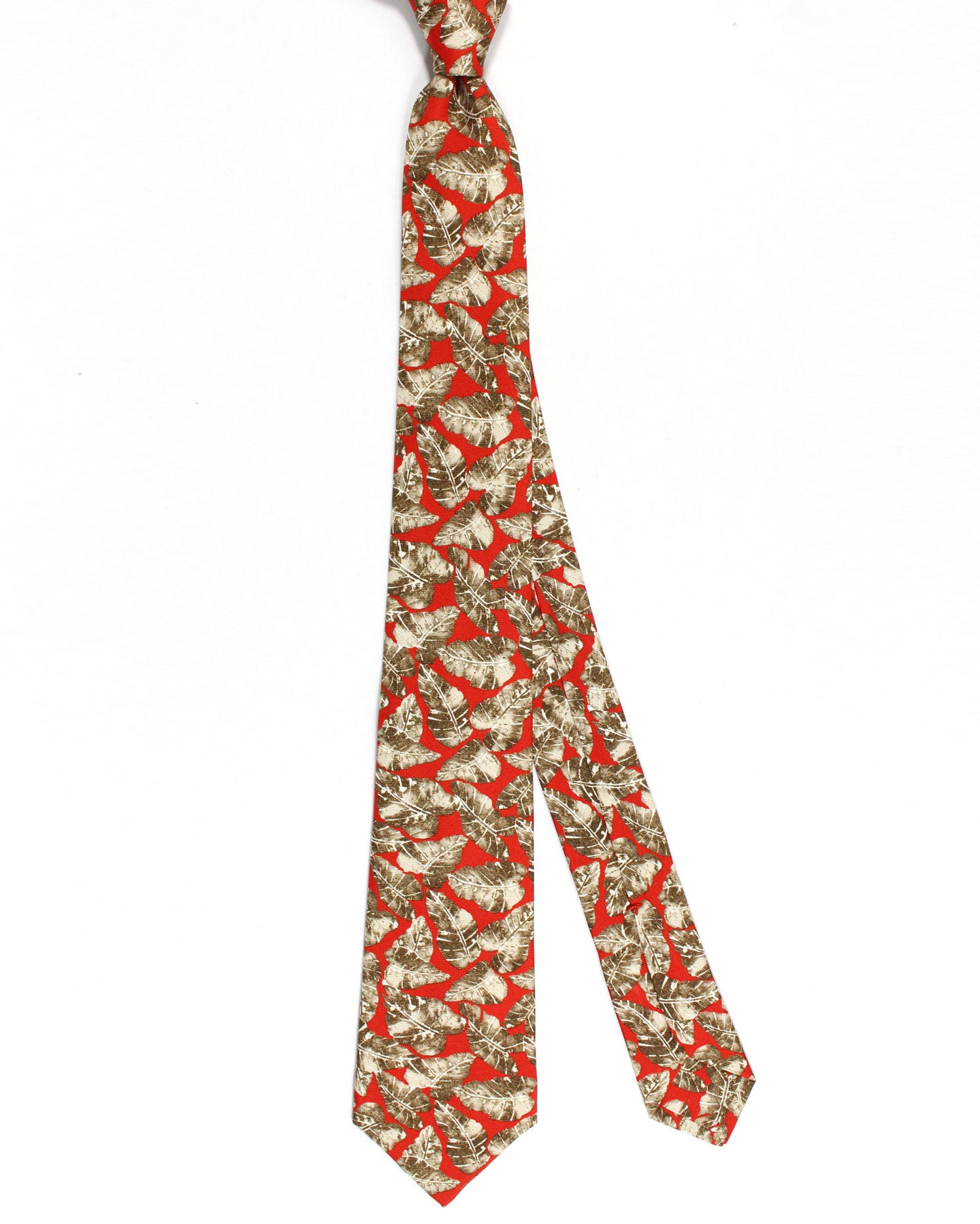 Sartorio Sevenfold Tie Dark Orange Brown Leaves Design