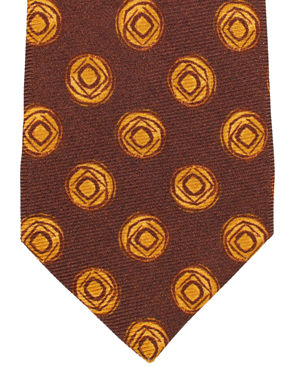Sartorio Sevenfold Tie Brown Orange Geometric Design