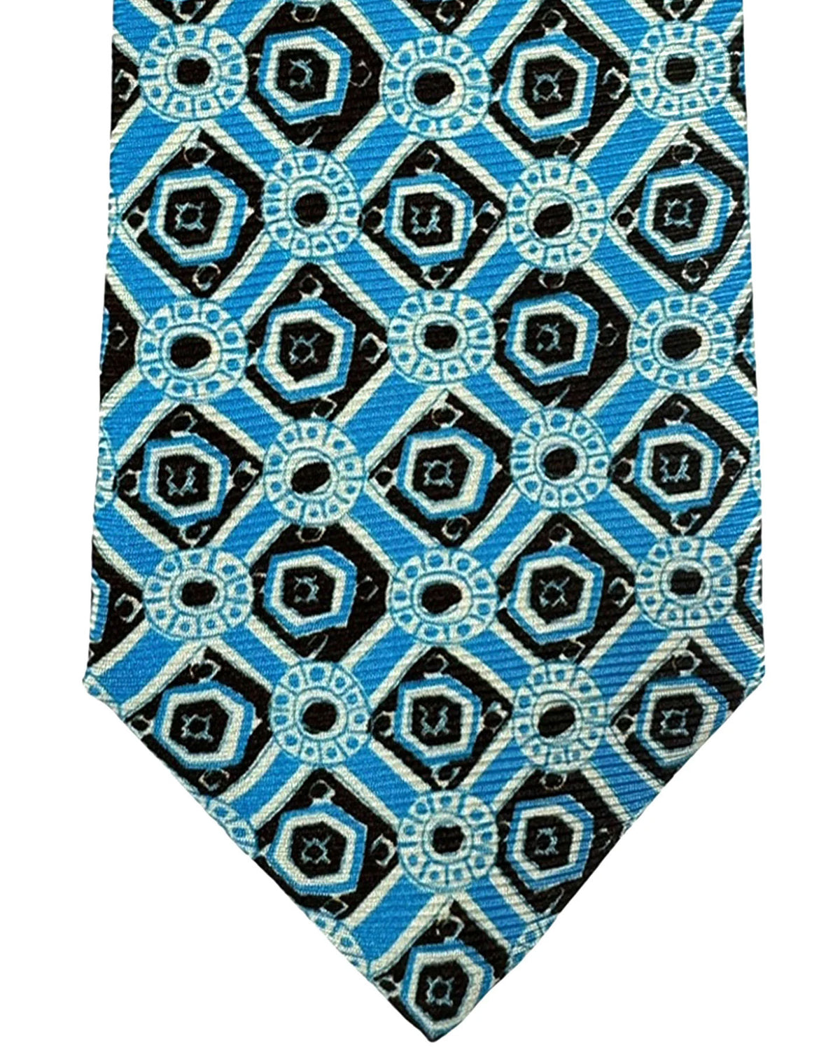 Sartorio Sevenfold Tie Blue Black Medallion - Narrow Cut SALE