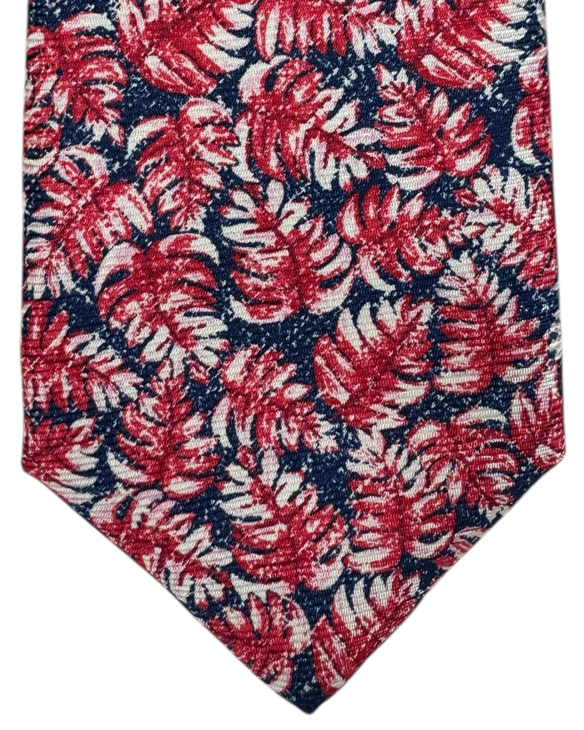 Sartorio Napoli Sevenfold Tie Red Navy Leafs
