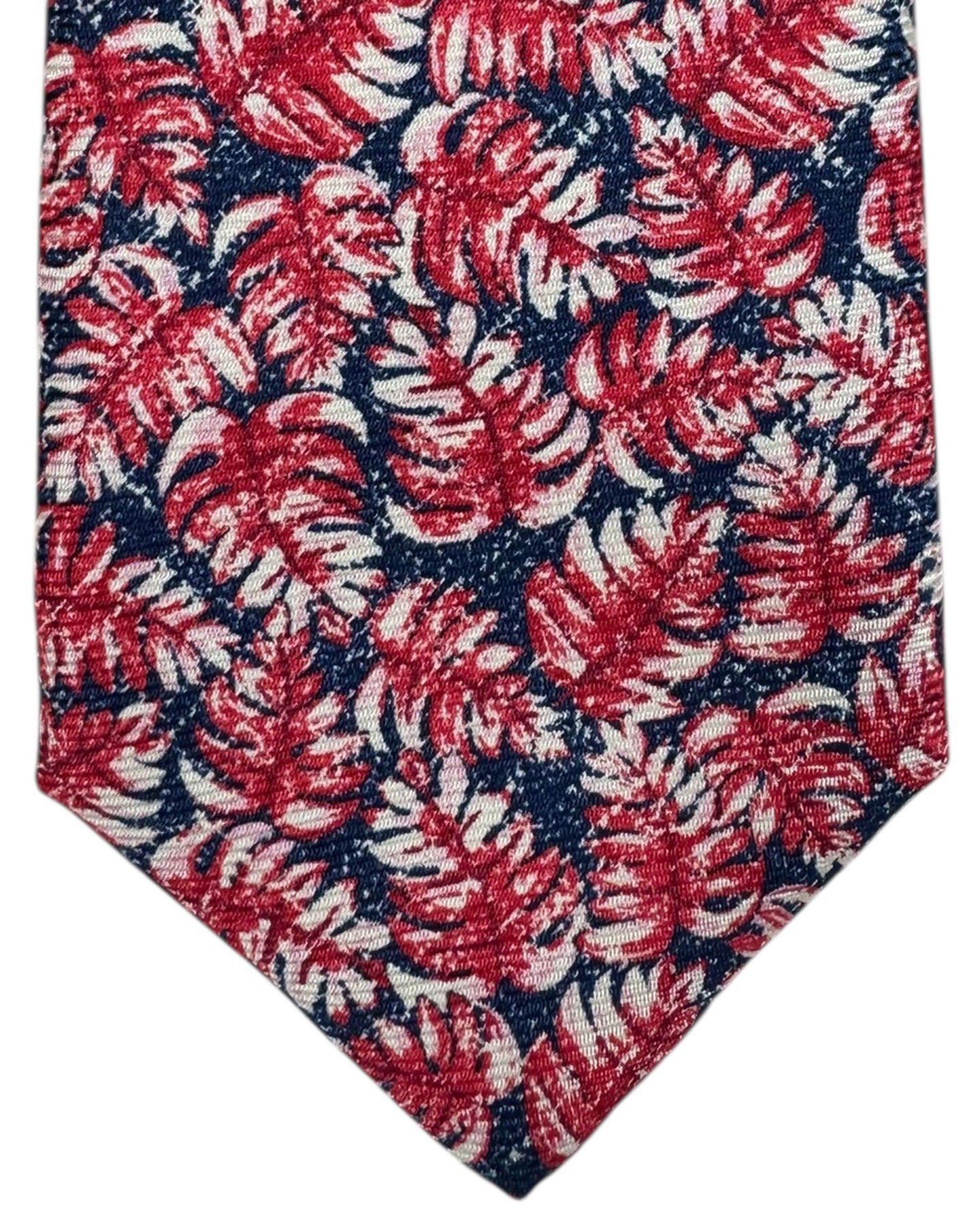 Sartorio Napoli Sevenfold Tie Red Navy Leafs