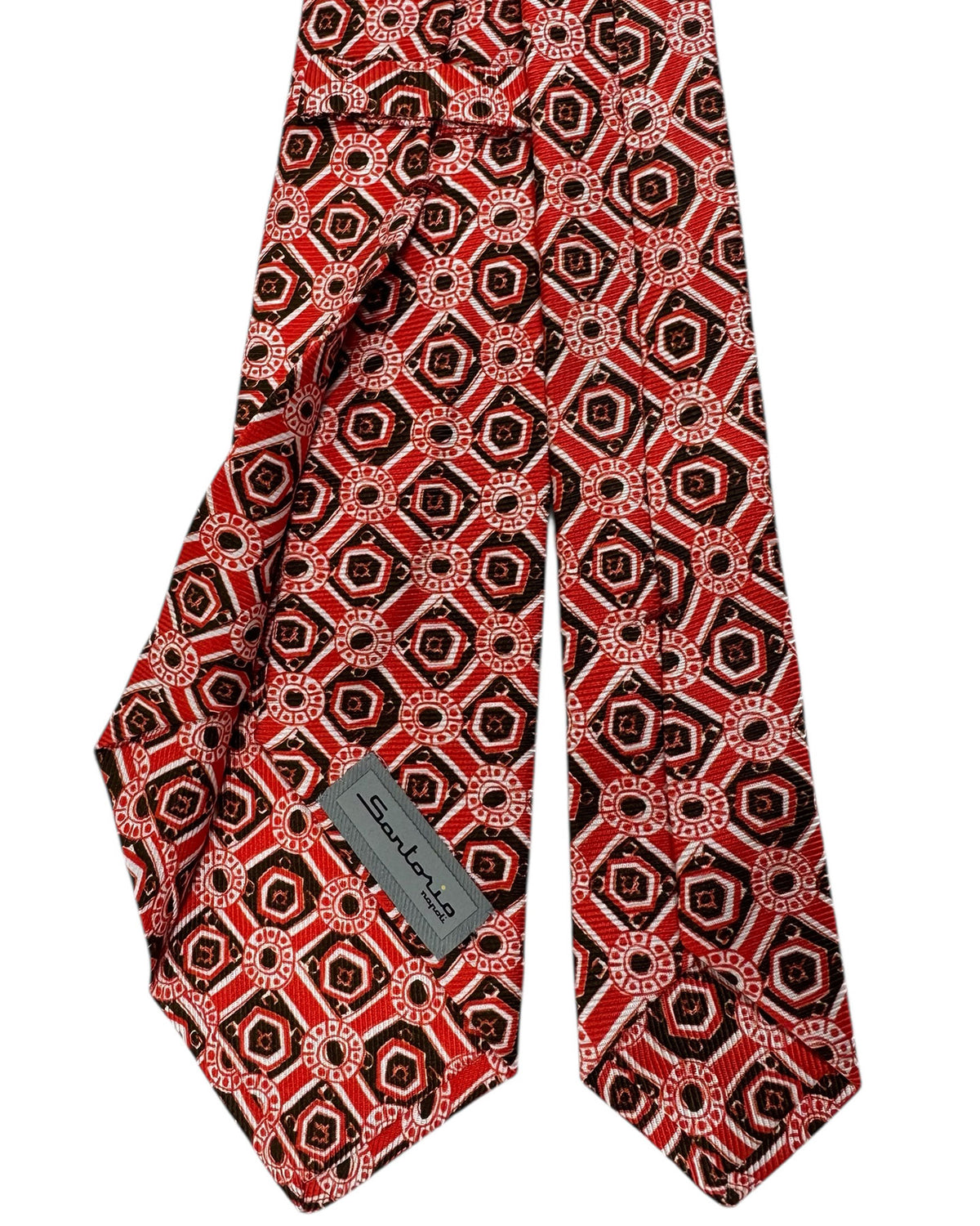 Sartorio Napoli Sevenfold Tie Red Brown White Design