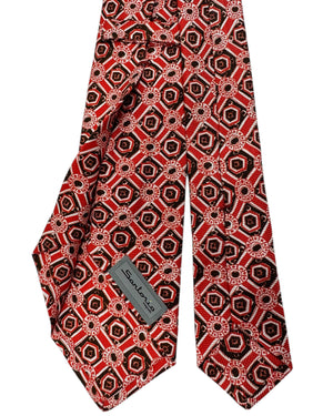 Sartorio Napoli Sevenfold Tie Red Brown White Design