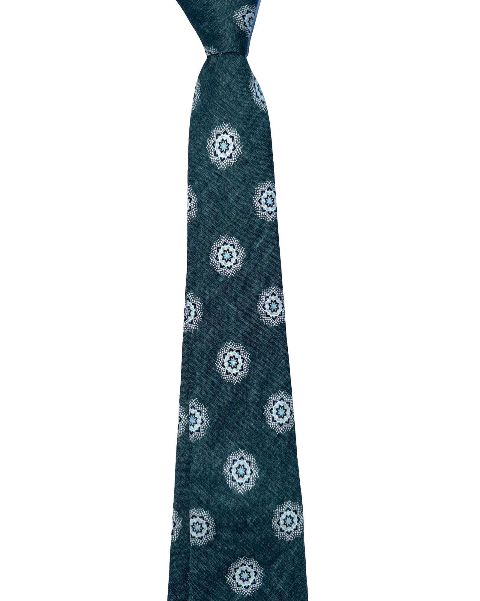 Sartorio Tie Dark Green Sky Blue Design