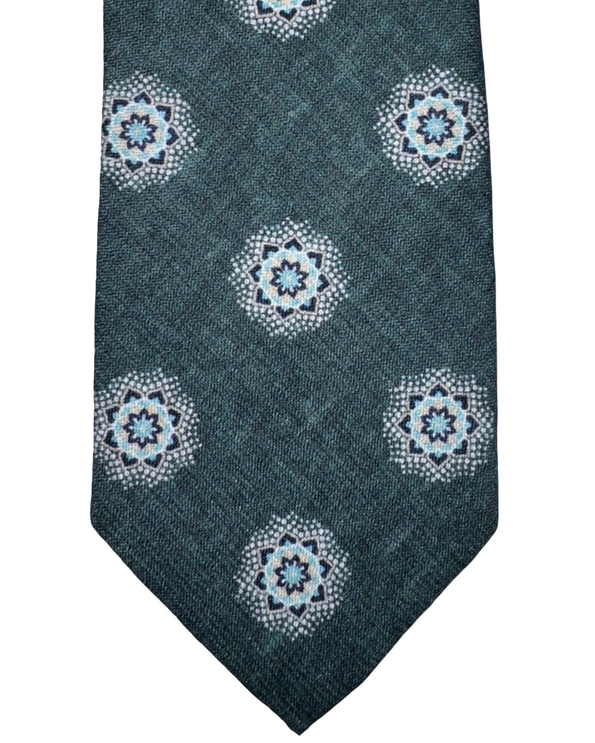 Sartorio Tie Dark Green Sky Blue Design