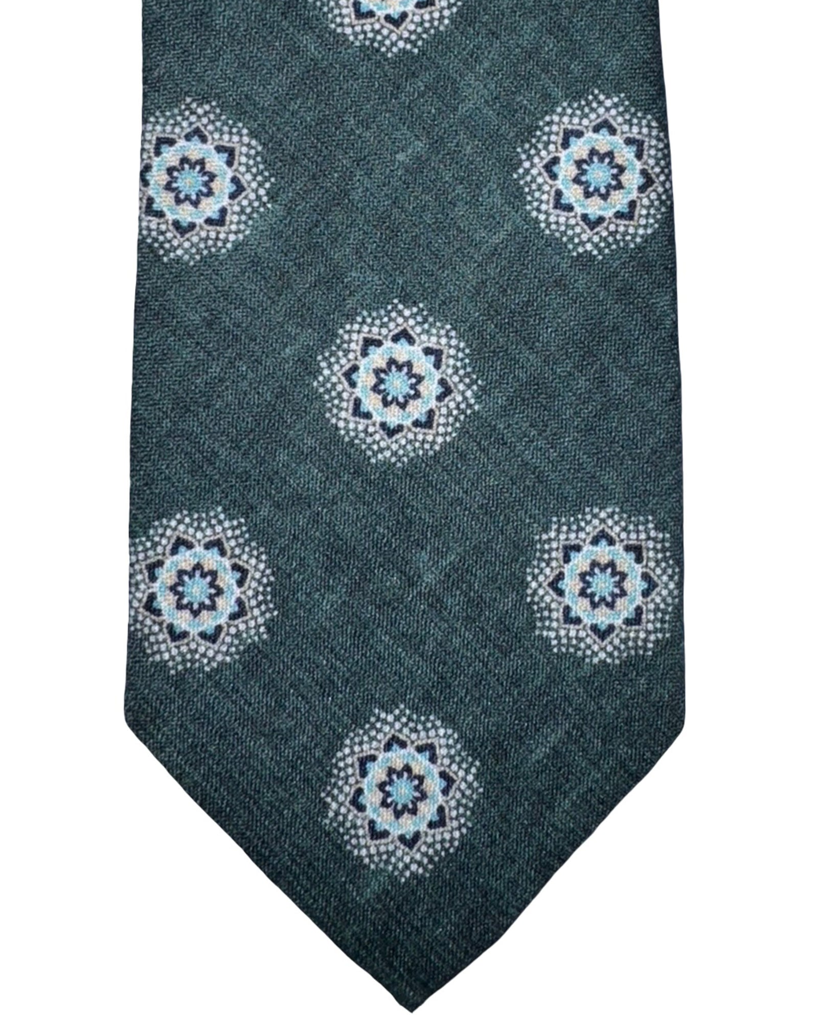 Sartorio Tie Dark Green Sky Blue Design
