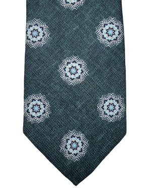 Sartorio Tie Dark Green Sky Blue Design