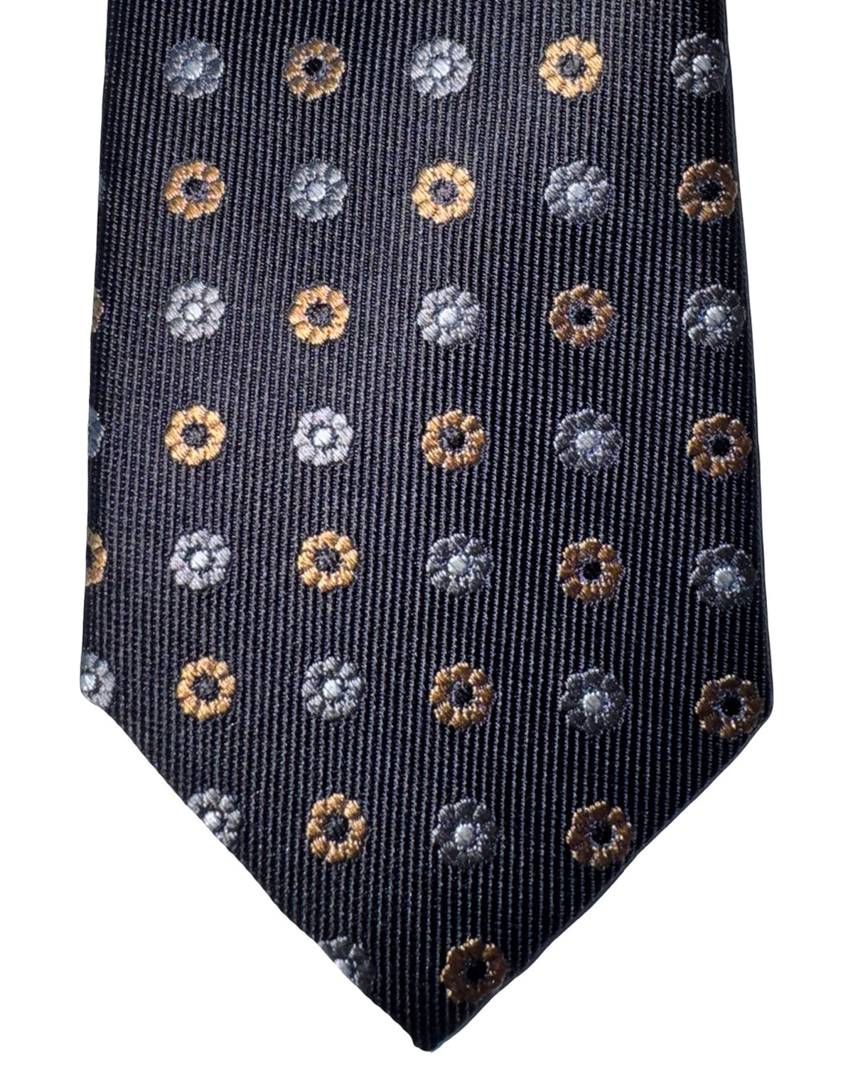 Sartorio Tie Gray Black Geometric Flowers