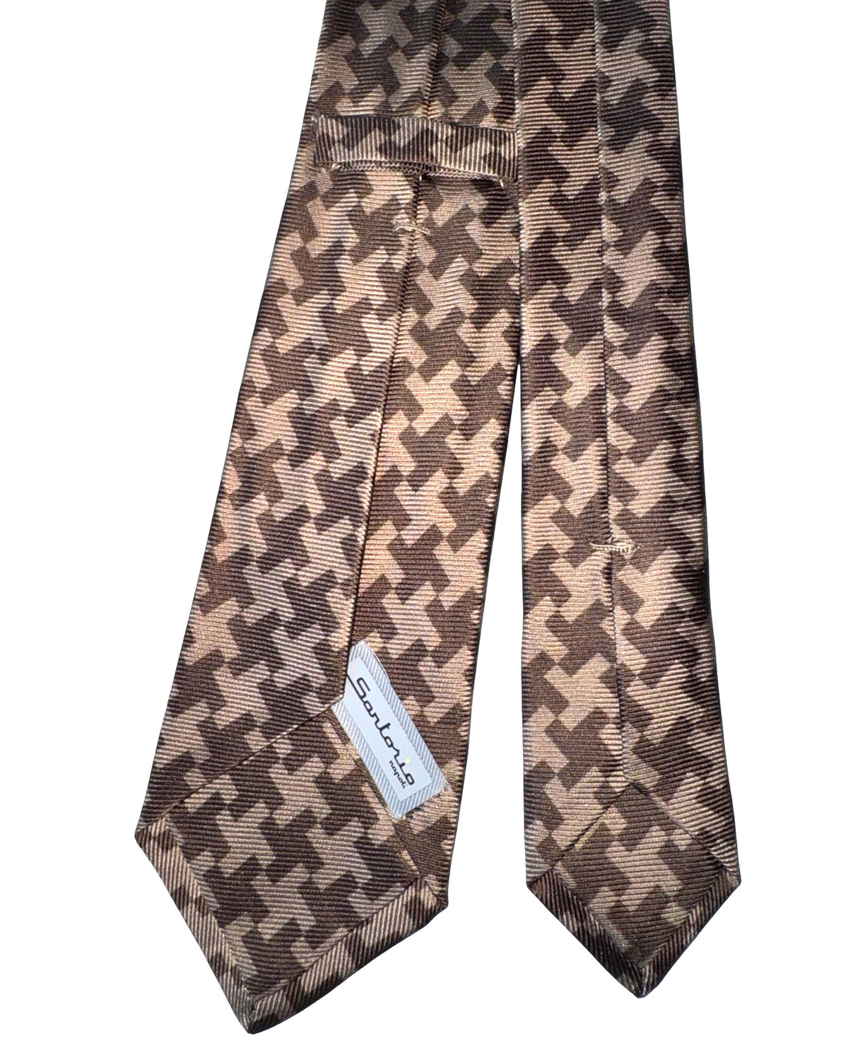 Sartorio Tie Gray Brown Hounstooth