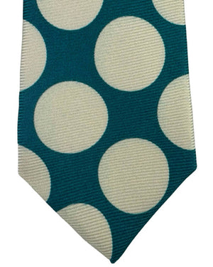 Sartorio Napoli Sevenfold Tie Petrol White Large Dots
