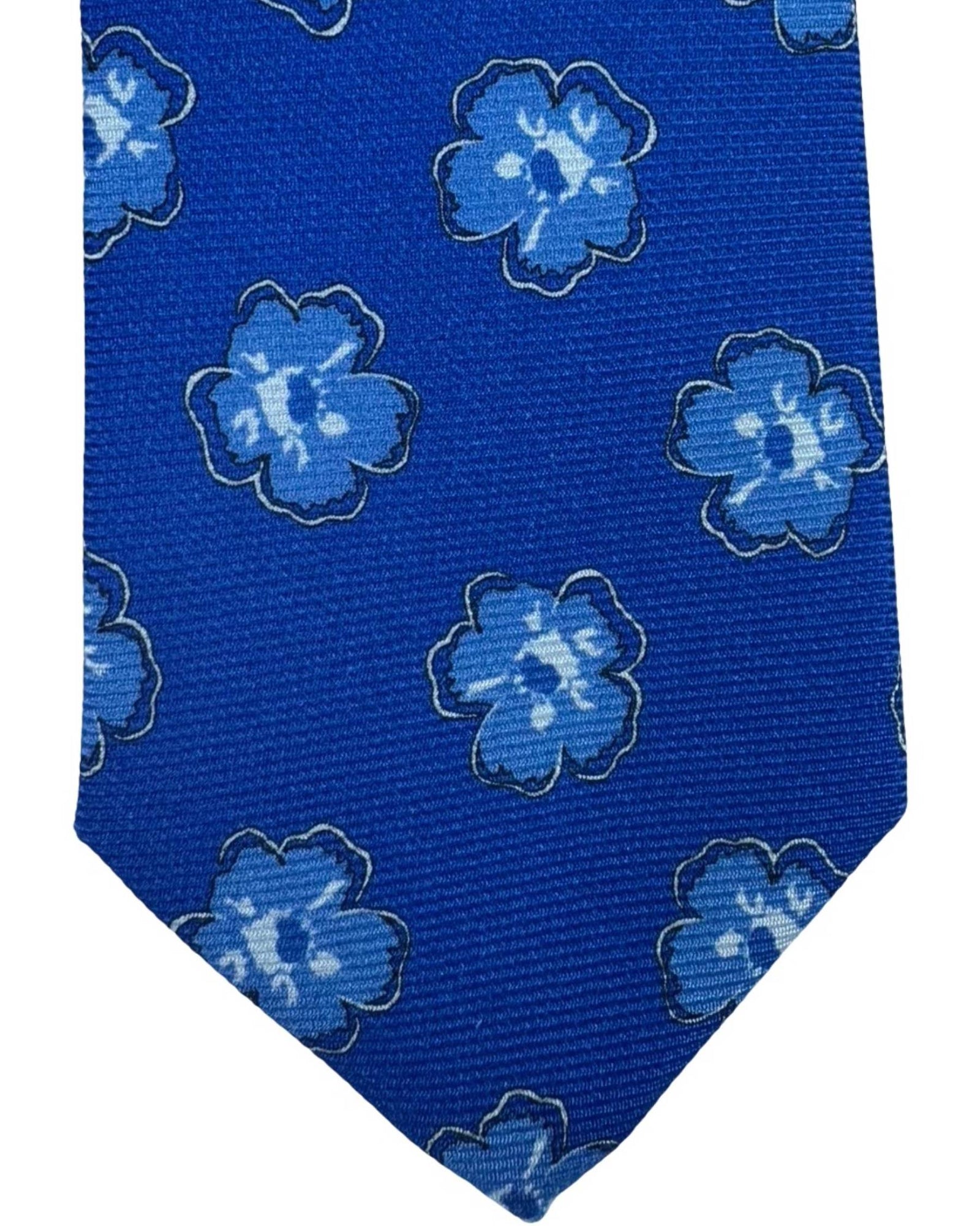 Sartorio Napoli Sevenfold Tie Royal Blue Floral Pattern