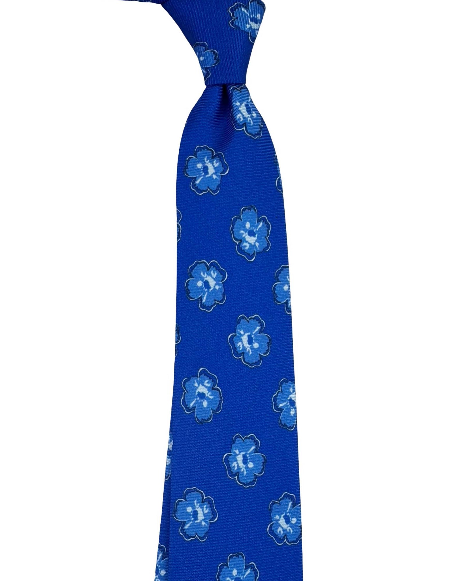 Sartorio Napoli Sevenfold Tie Royal Blue Floral Pattern