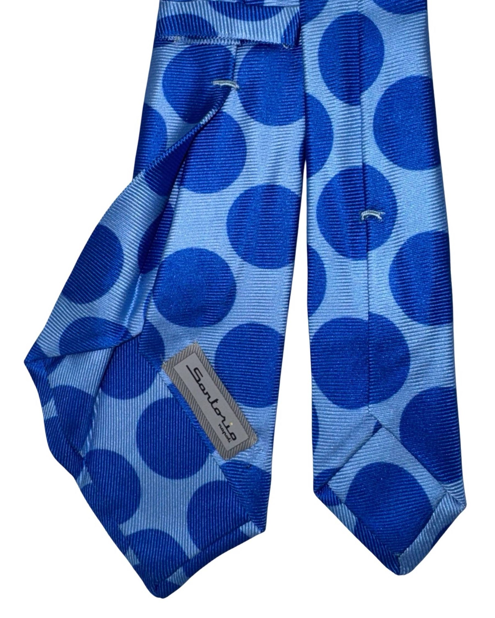 Sartorio Napoli Sevenfold Tie Light Blue Royal Large Dots