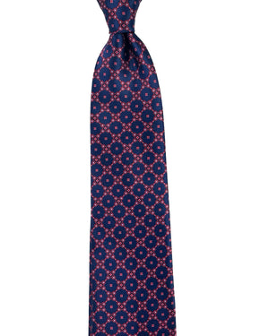 Stefano Ricci Tie Navy Bordeaux Floral Diamond Pattern