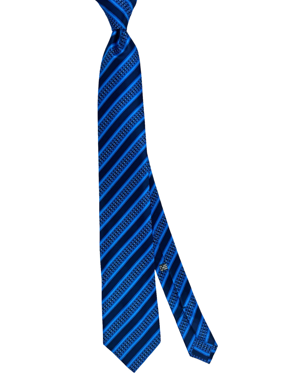 Stefano Ricci Tie Royal Blue Navy Stripes With Mini Floral Detail