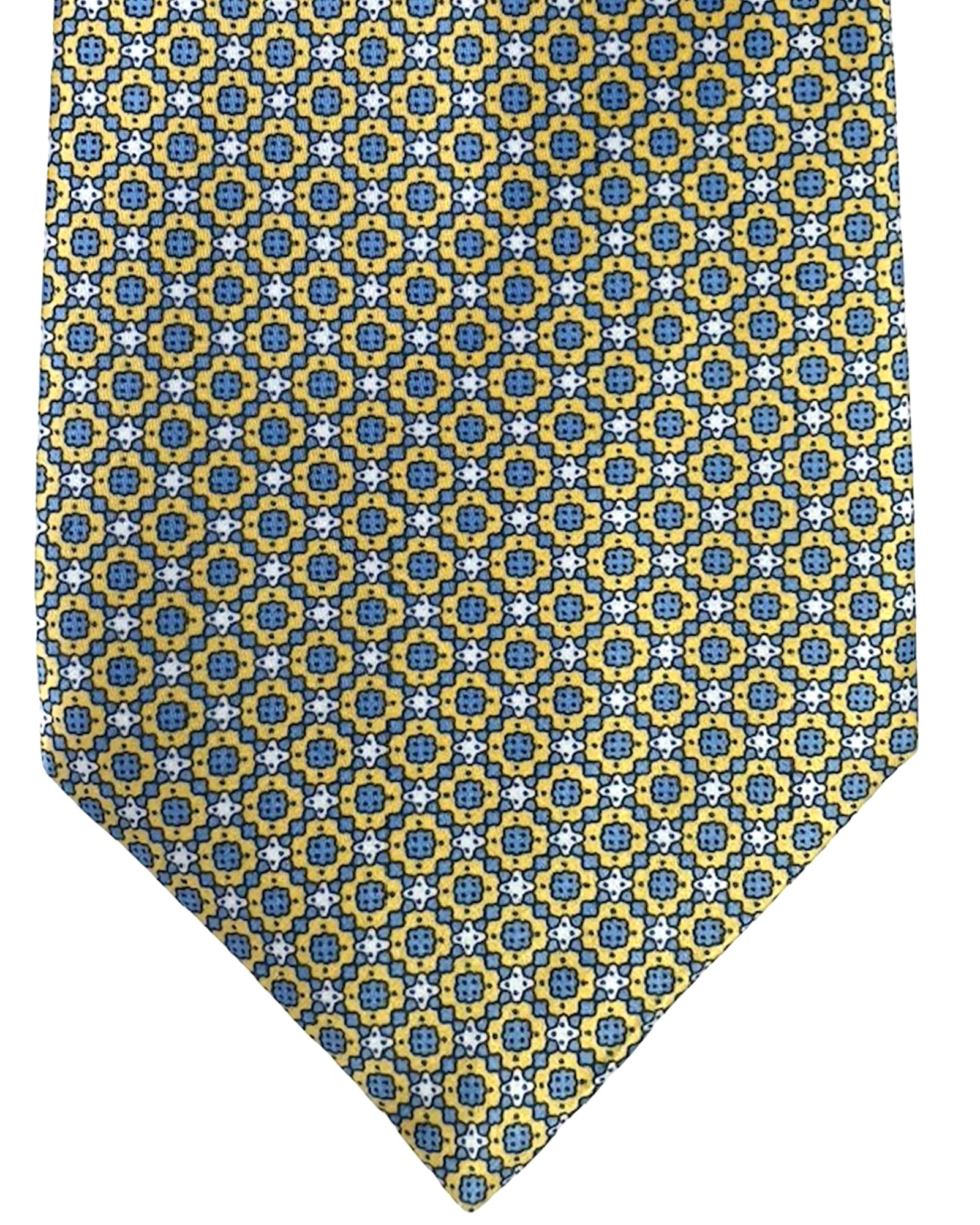 Stefano Ricci Silk Tie Yellow Metal Blue Geometric