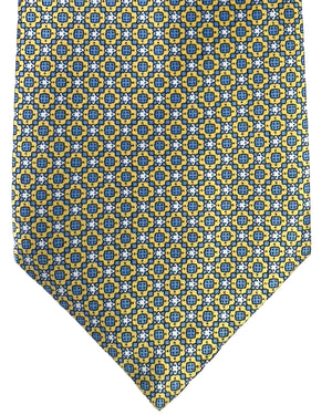 Stefano Ricci Silk Tie Yellow Metal Blue Geometric