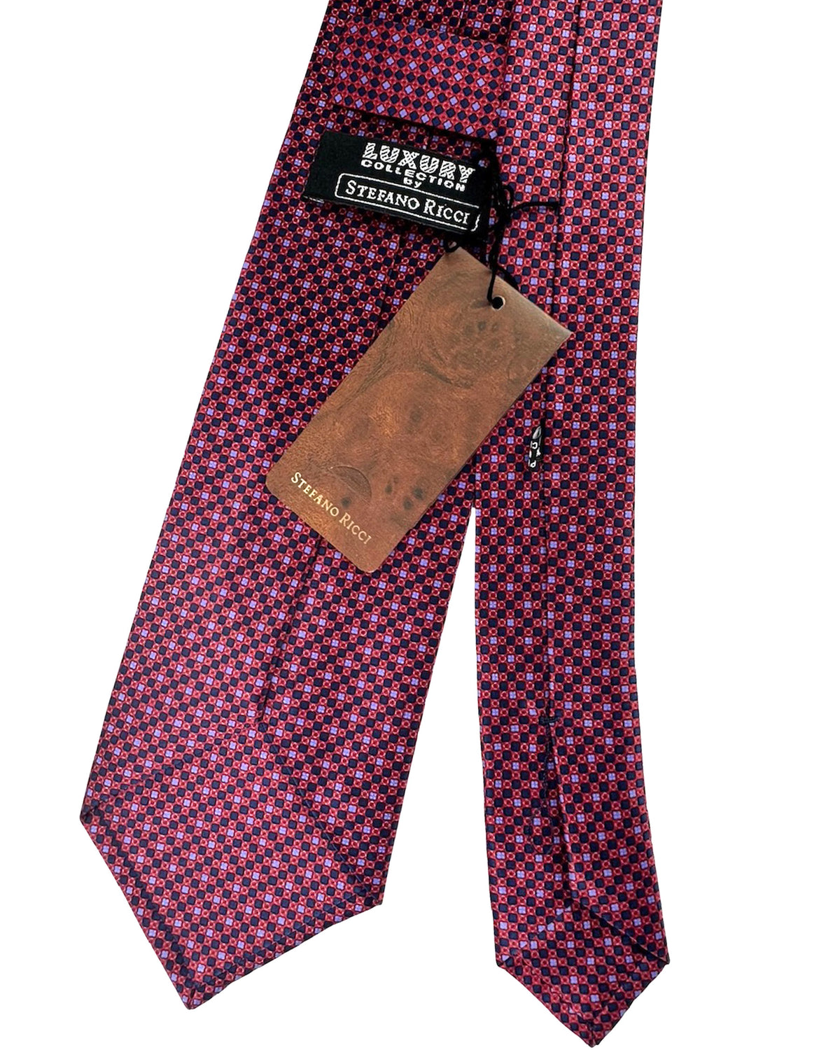 Stefano Ricci Silk Tie Navy Red Lilac Micro Design