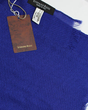 Stefano Ricci Scarf Royal Blue Pattern - Luxury Cotton Silk Shawl SALE