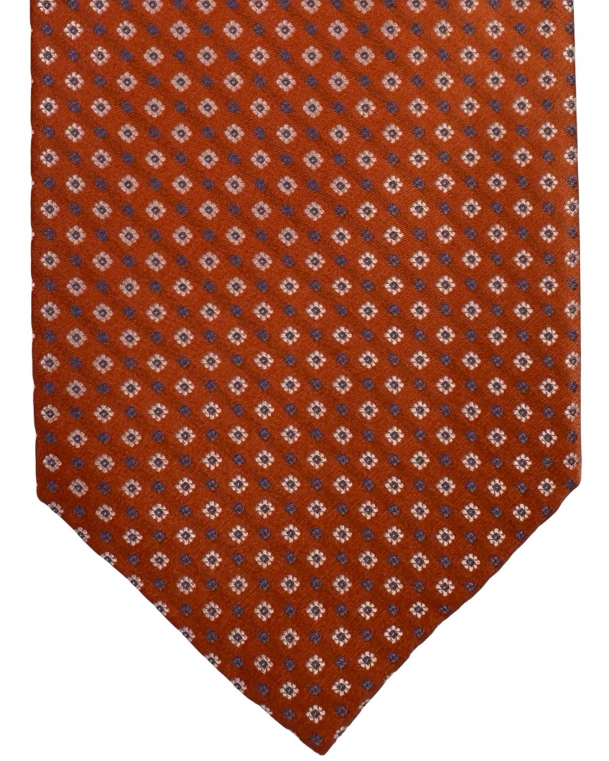 Stefano Ricci Tie Orange and White Mini Flowers
