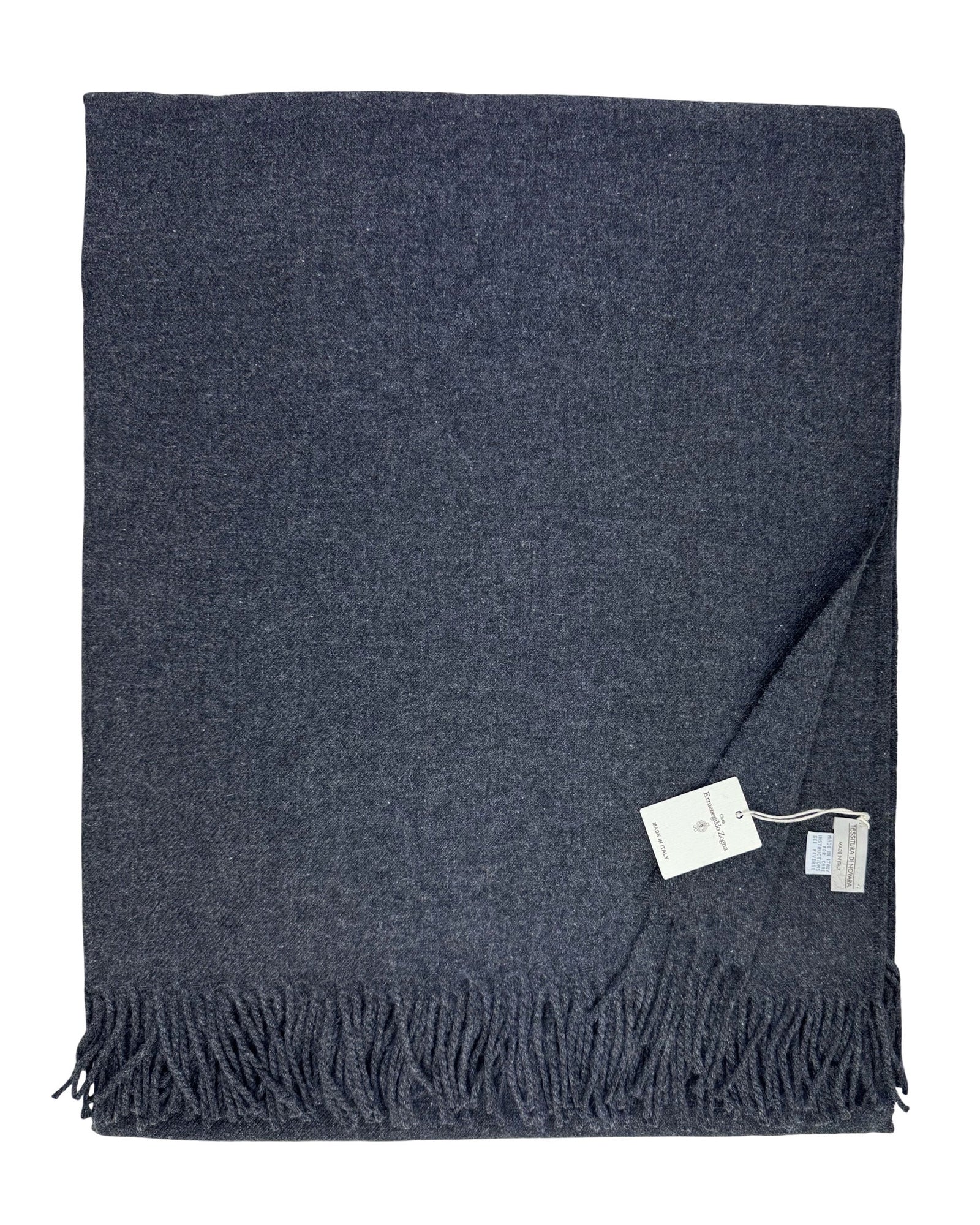 Tessitura Di Novara Cashmere Throw Blanket Dark Gray - Zegna Fabrics SALE
