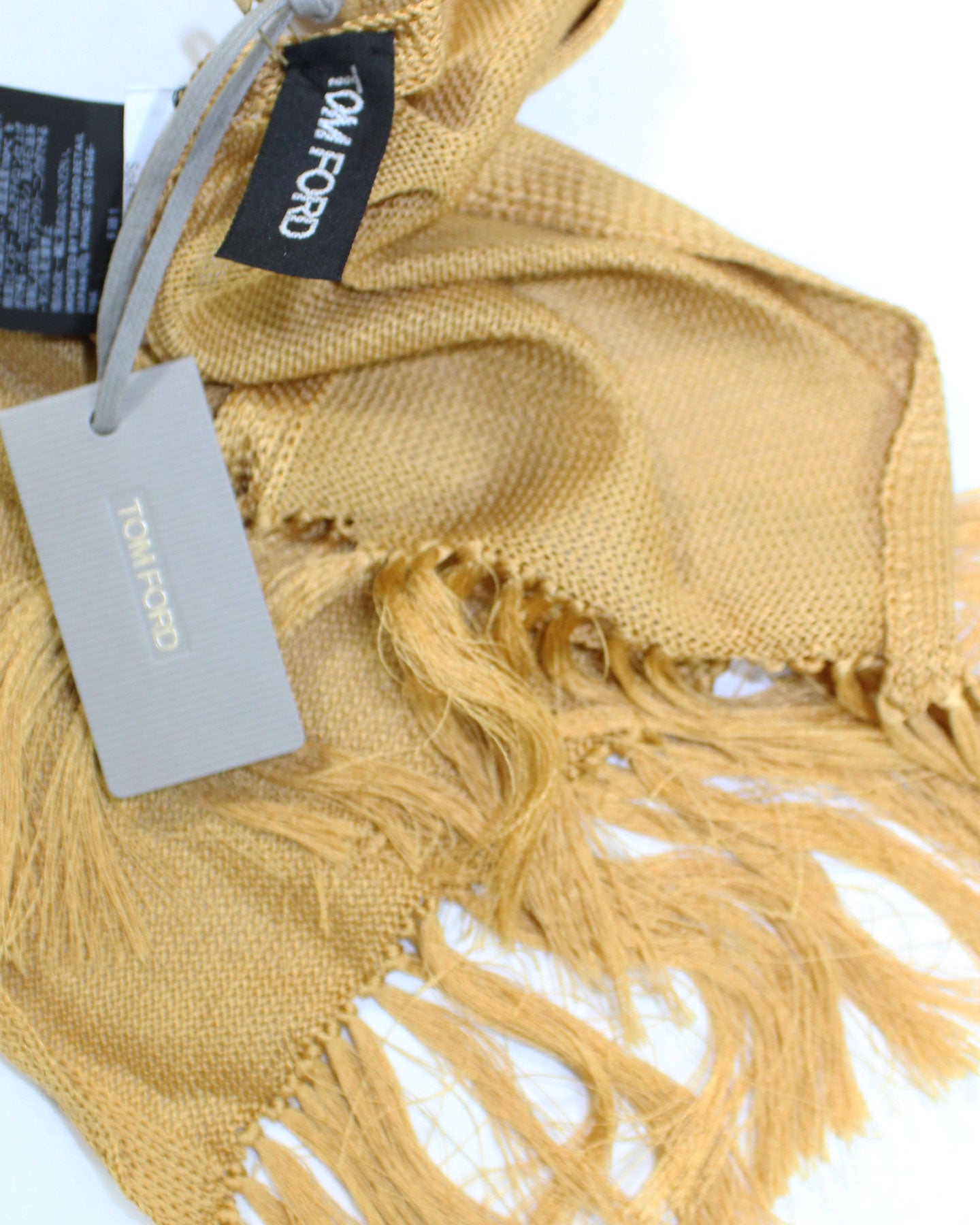 Tom Ford Scarf Mustard - Skinny Fringe Shawl FINAL SALE