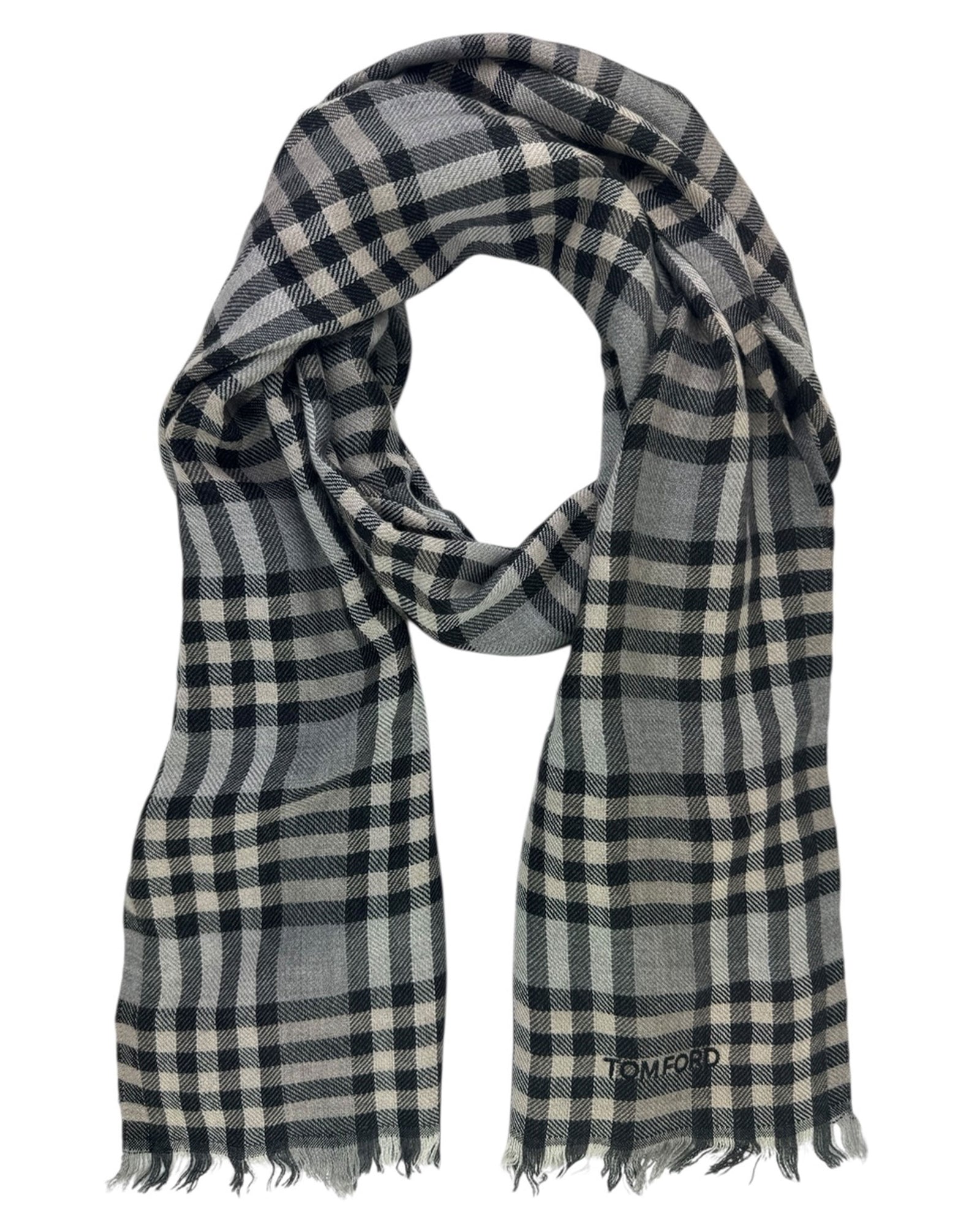 Tom Ford Scarf Gray Check - Cashmere Silk Shawl