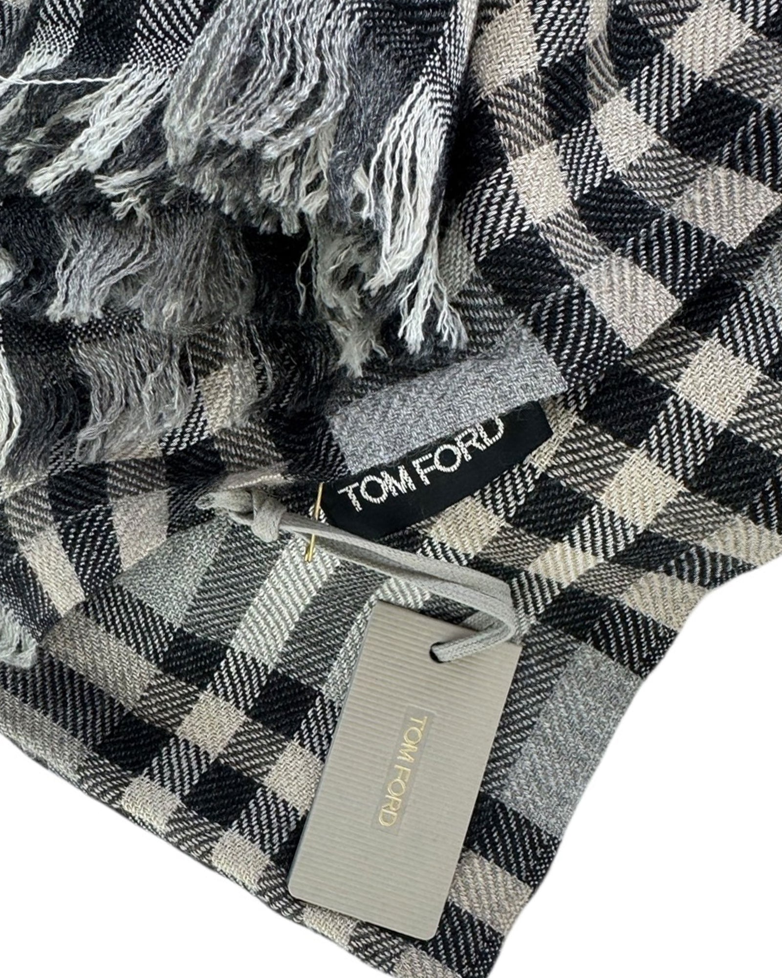Tom Ford Scarf Gray Check - Cashmere Silk Shawl