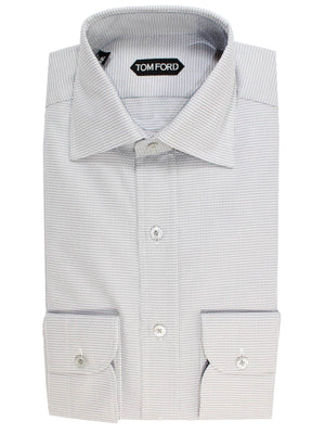 Tom Ford Dress Shirt White Gray Geometric