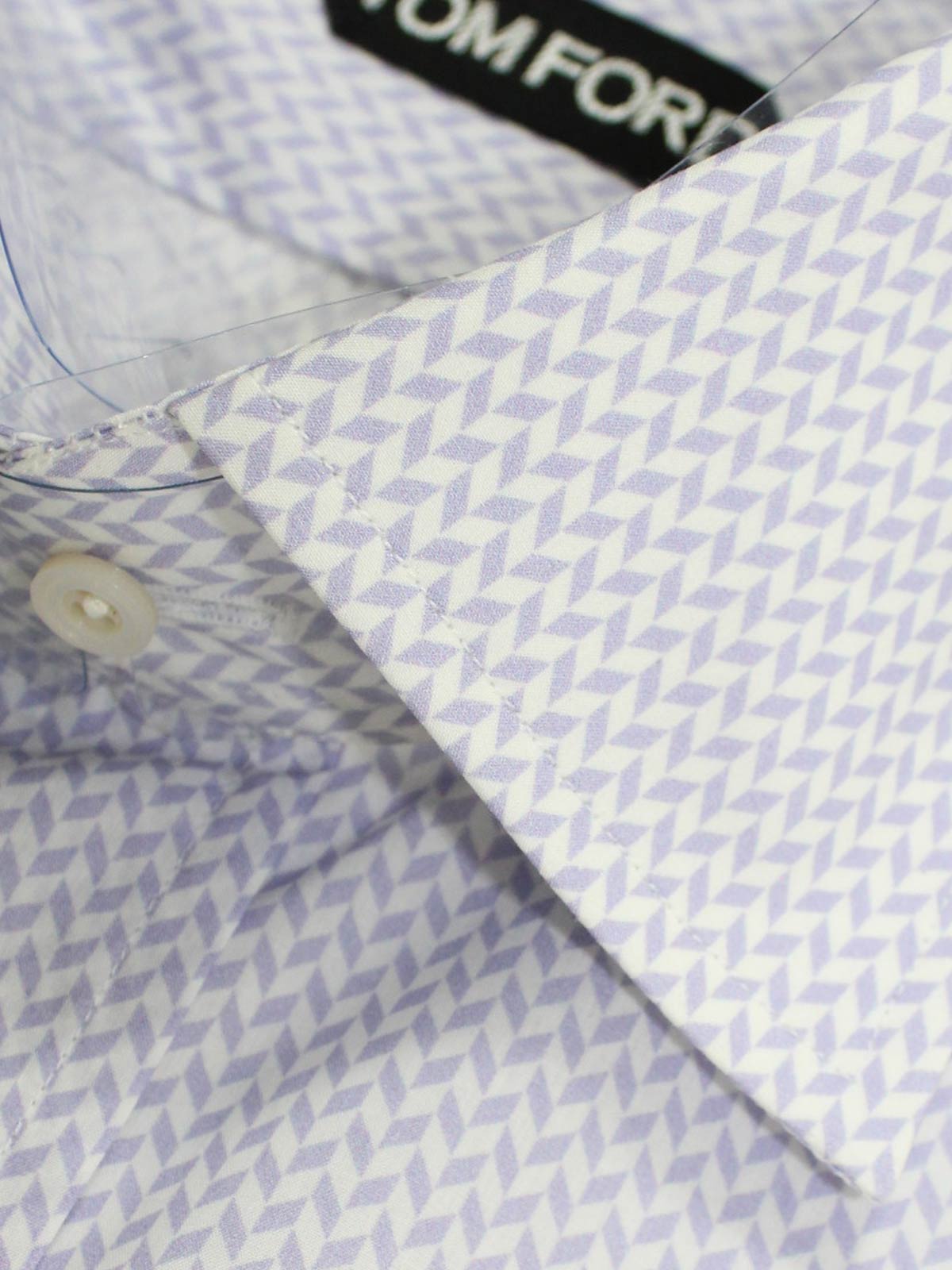 Tom Ford Dress Shirt White Lilac Herringbone Modern Fit 39 - 15 1/2 BLACK FRIDAY SALE