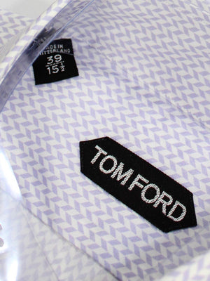 Tom Ford Dress Shirt White Lilac Herringbone