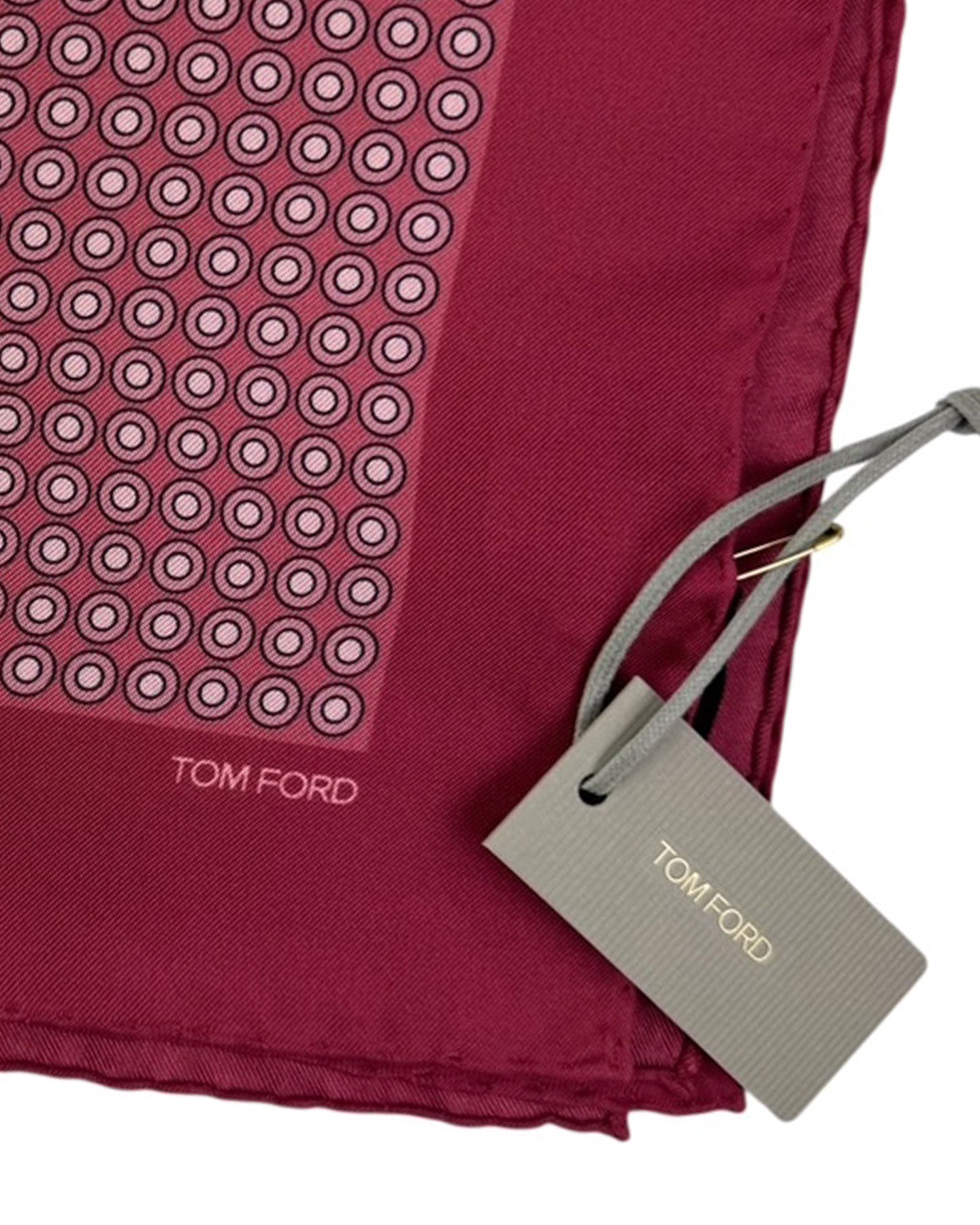 Tom Ford Silk Pocket Square Fuchsia Dots