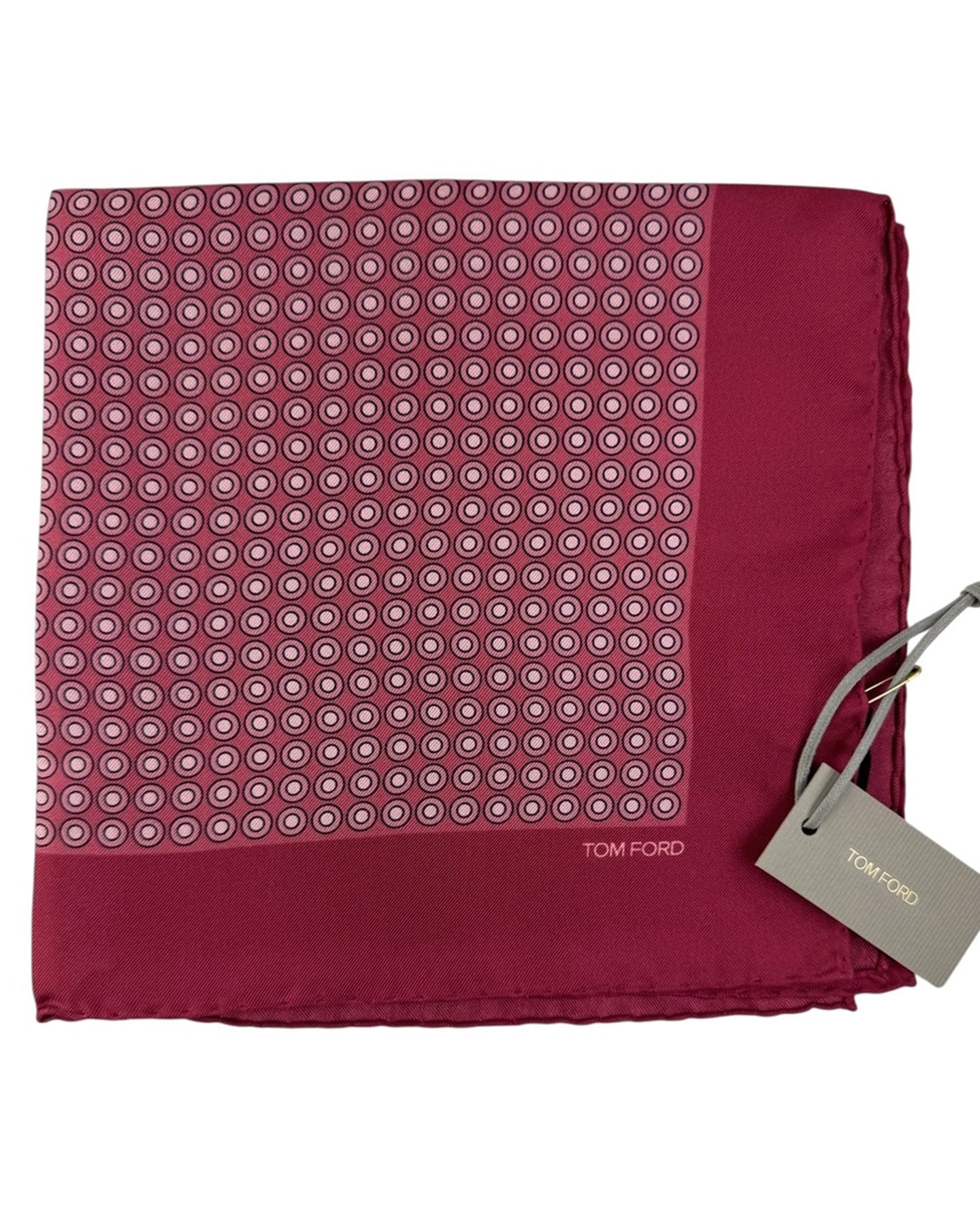Tom Ford Silk Pocket Square Fuchsia Dots