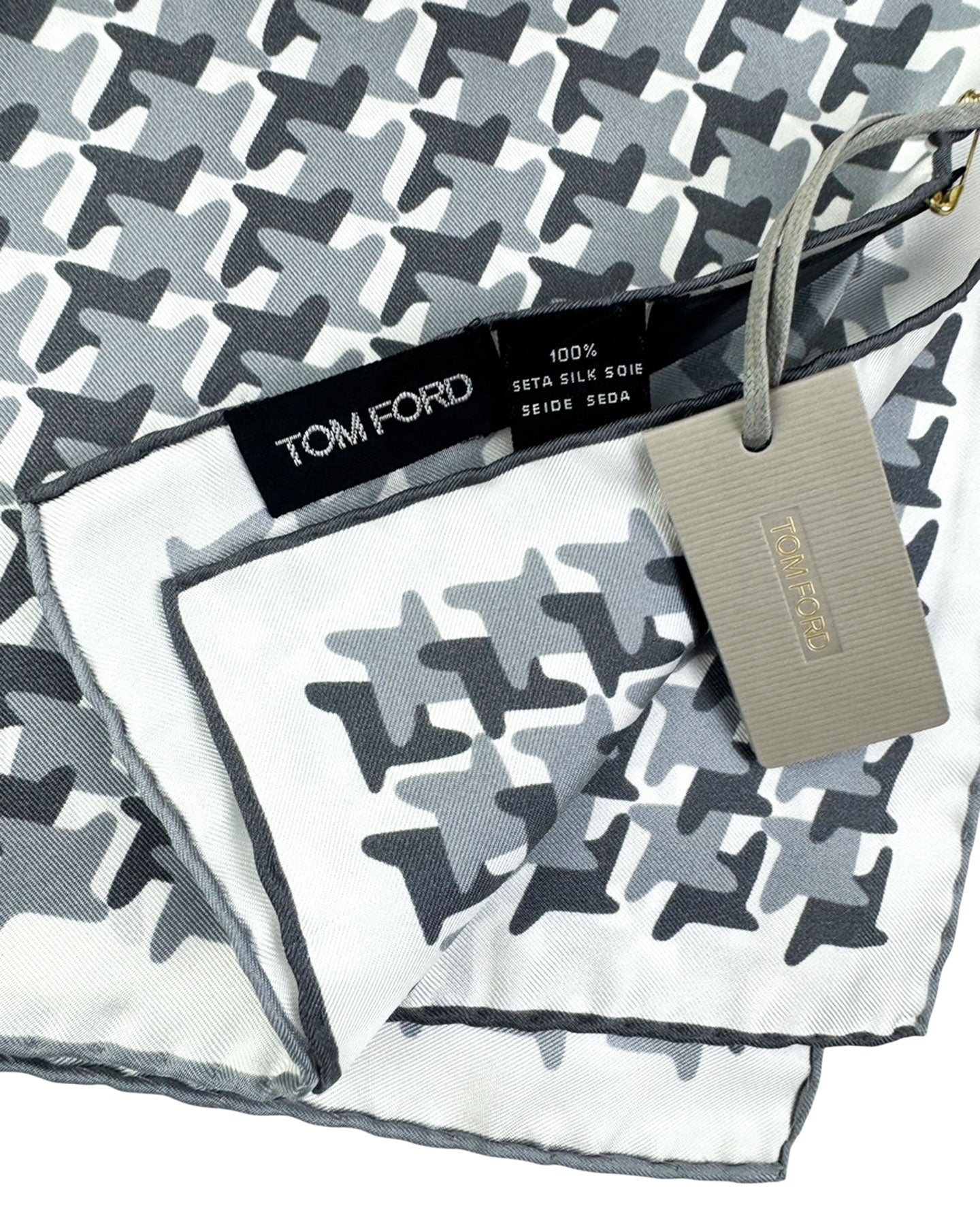 Tom Ford Pocket Square Gray Houndstooth